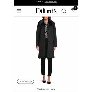 Michael Kors Black Pea Coat with Fur Collar